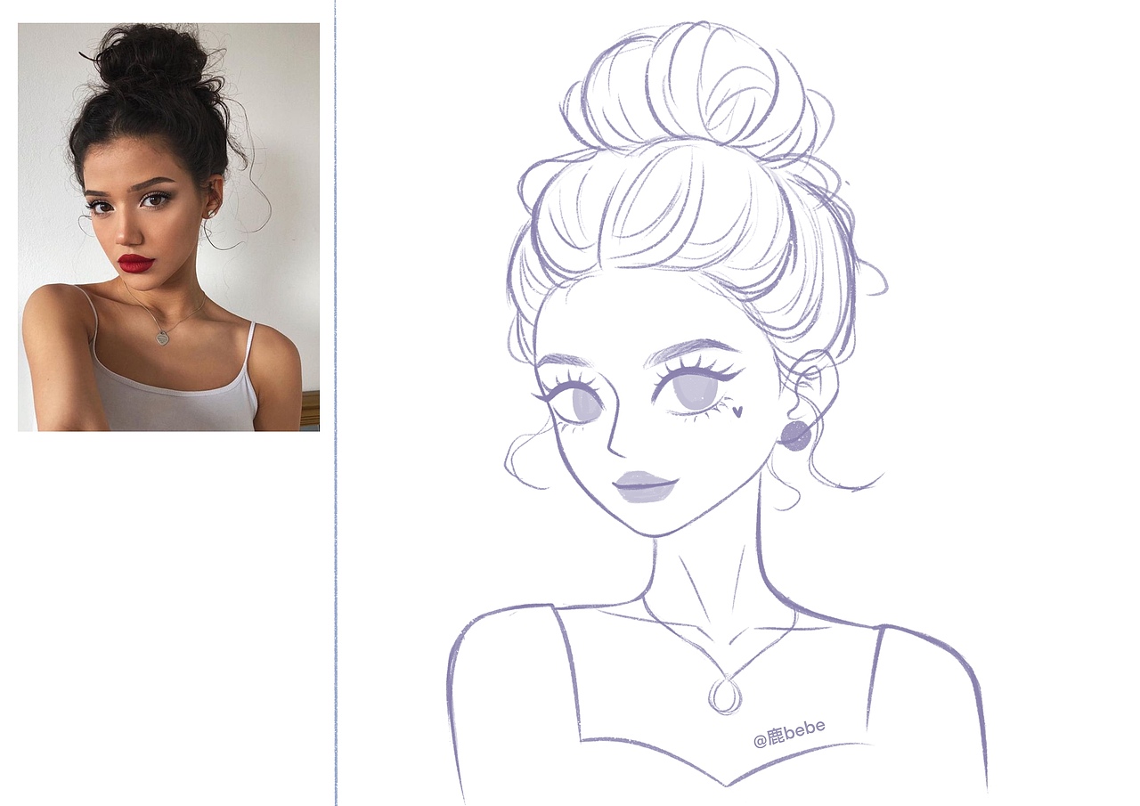 女生头像插画 线稿练习（图ZMjY5NjAxOTUy） - 创作习作 - 站酷设计师鹿bebe原创素材 - 站酷ZCOOL