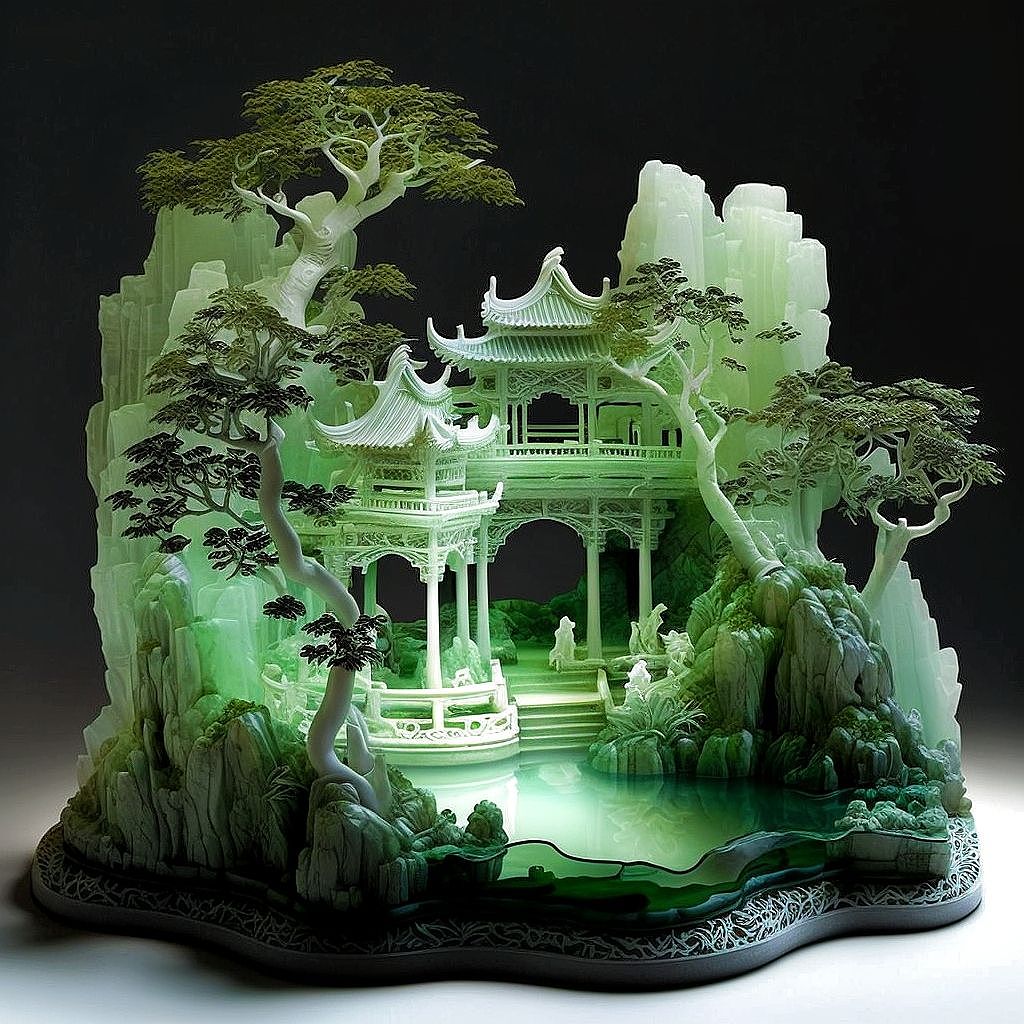 玉雕中国园林（图ZMzM0MTM4MDQ4） - 雕塑 - 站酷设计师是个画师了哦原创素材 - 站酷ZCOOL