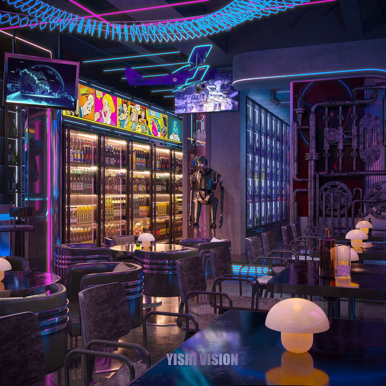 赛博朋克风 「来生酒吧 」