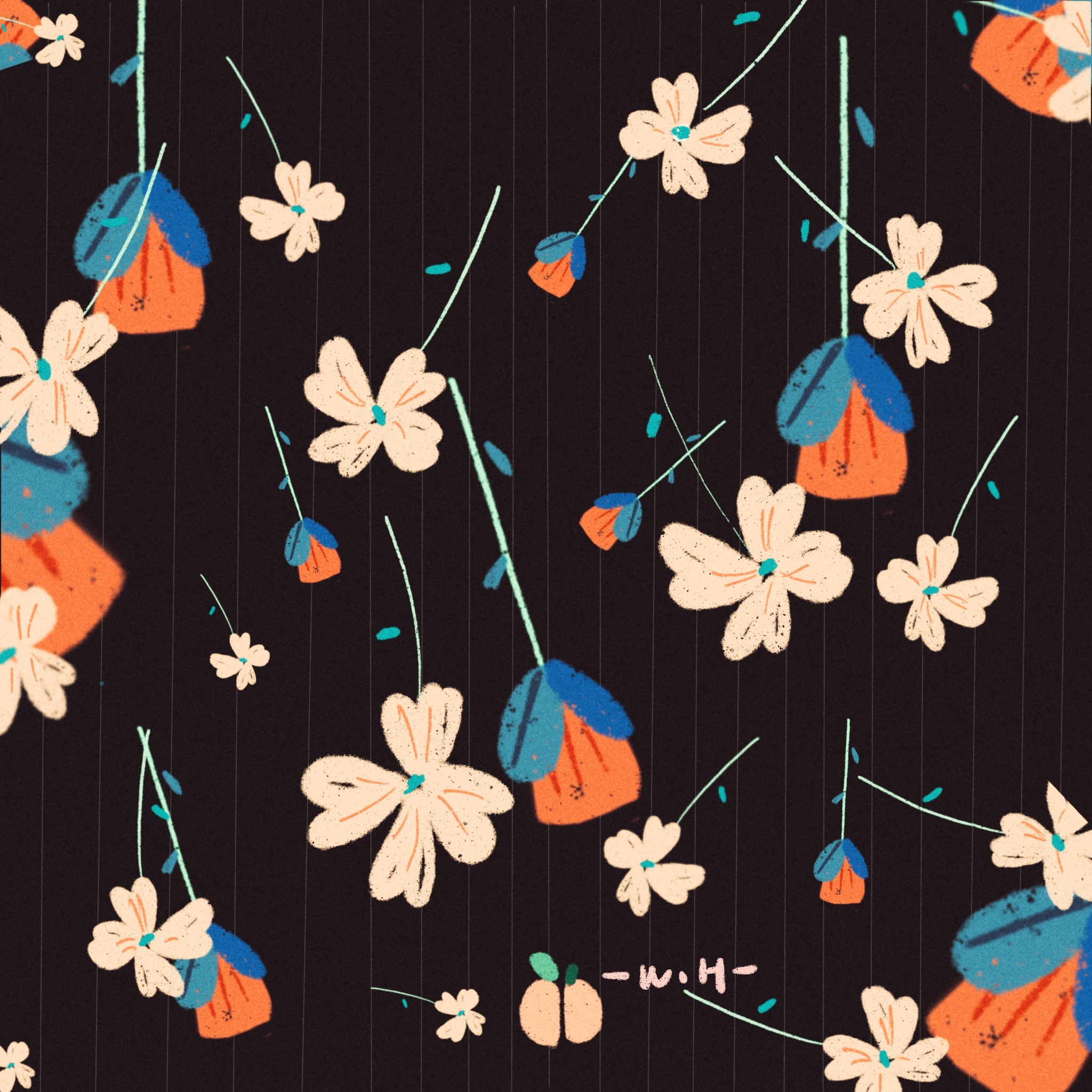 九宫格细列印花图案手机原创壁纸