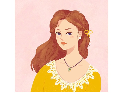 【原创】戴着四叶草项链的女孩头像