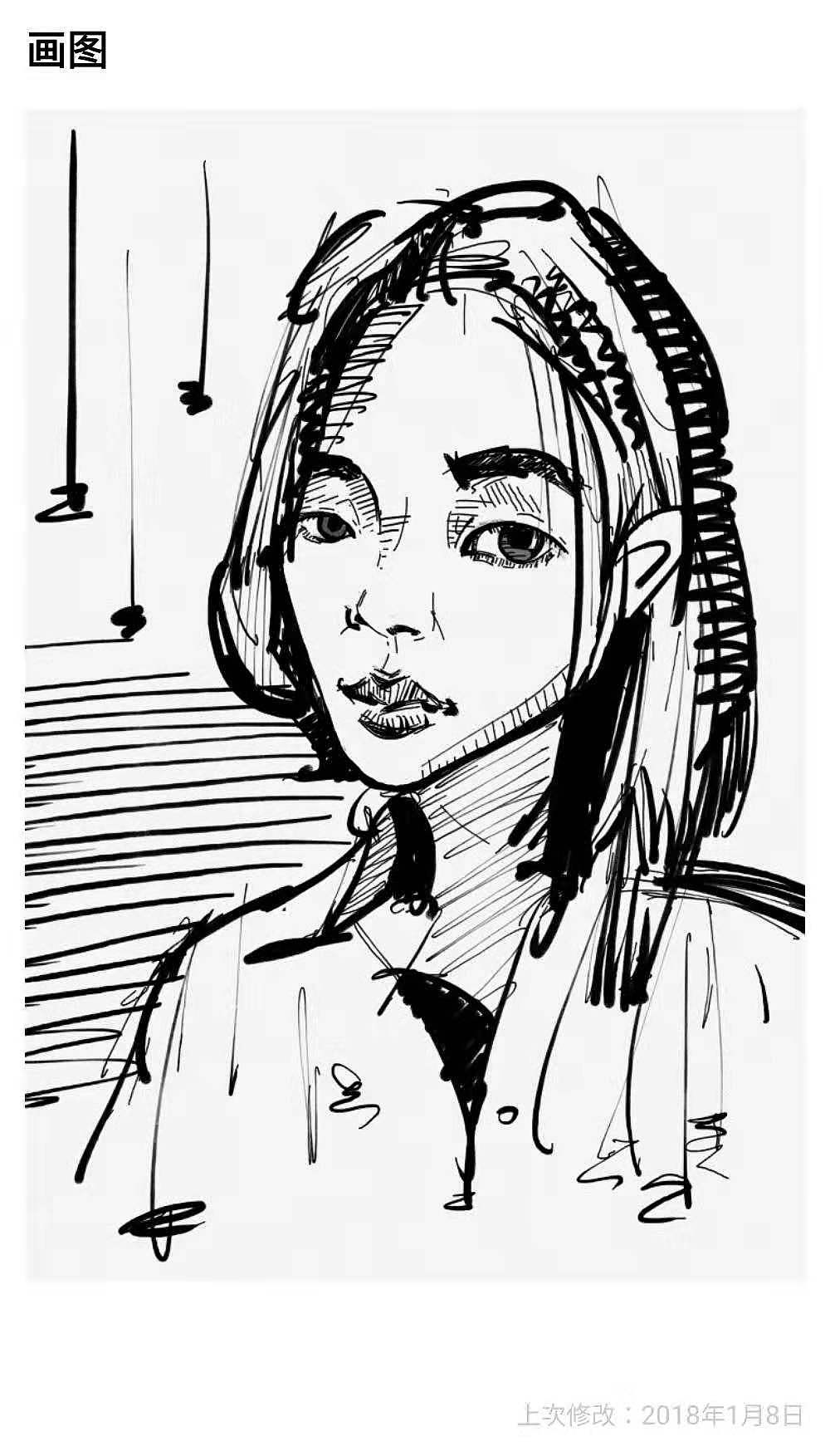 瞬间印象留念 黑白插画-三星note8手机绘制