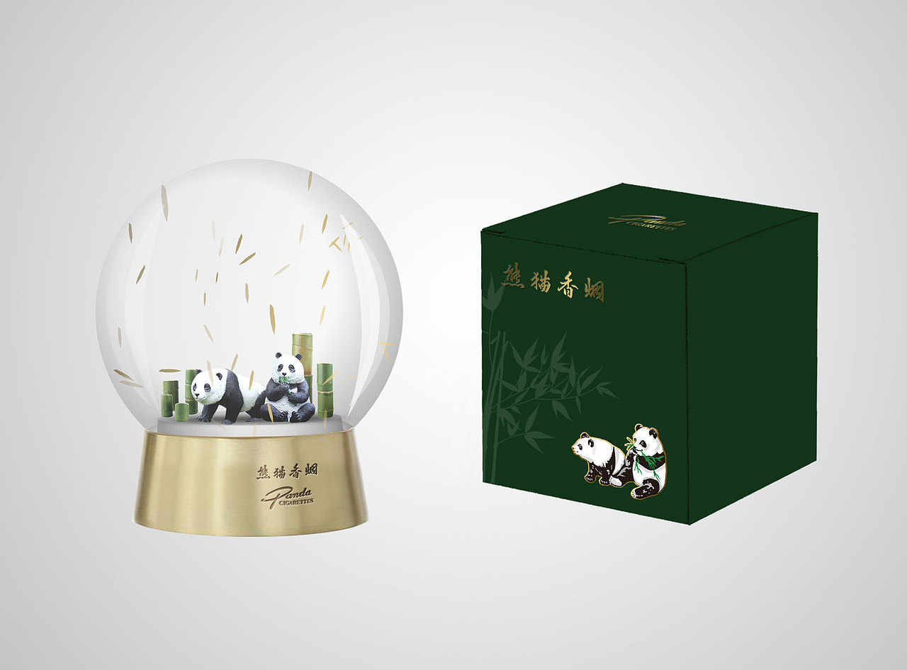 "熊猫香烟"锡罐和水晶球