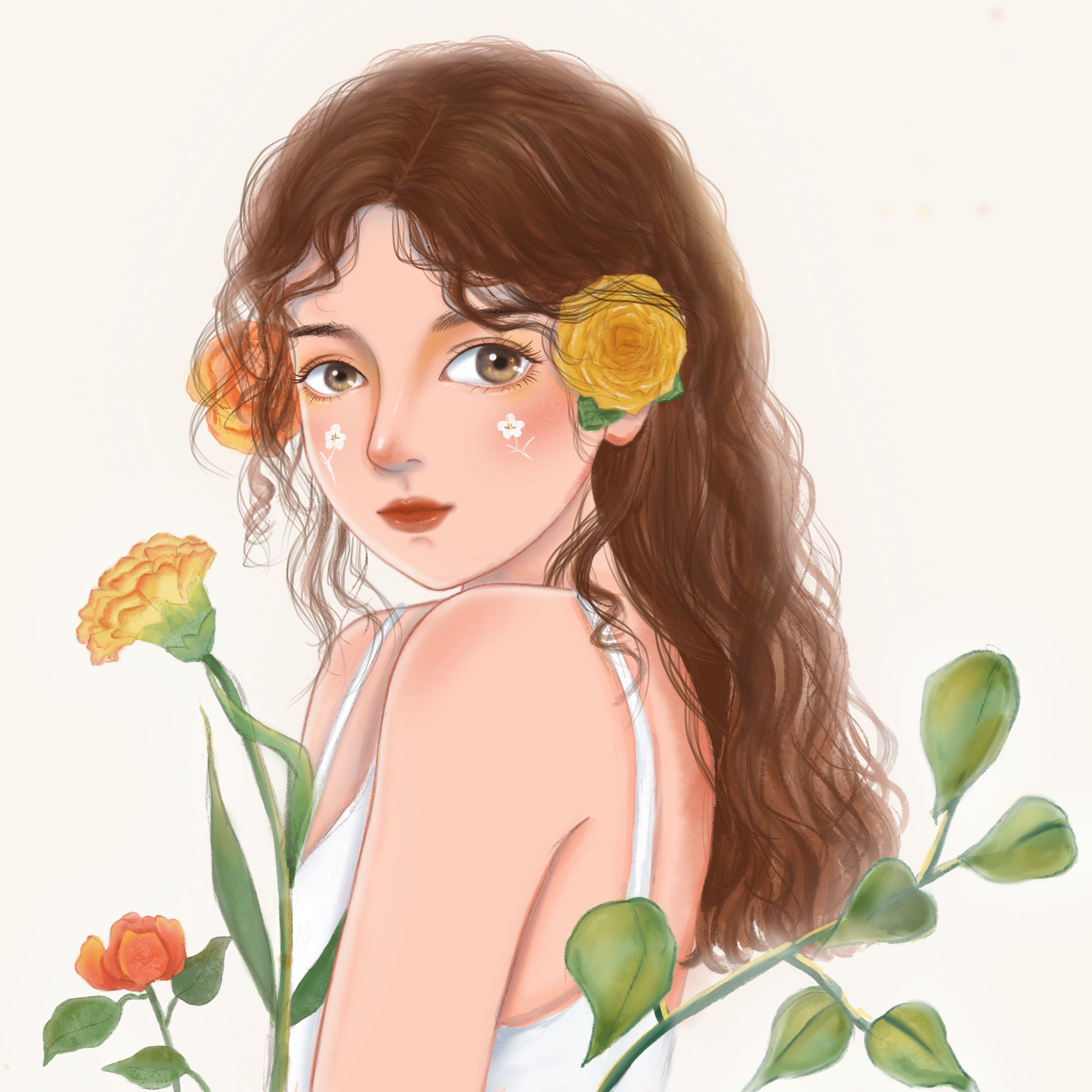 黑90白 - ipad procreate画女孩|插画|商业插画|和夕夕 - 原创作品