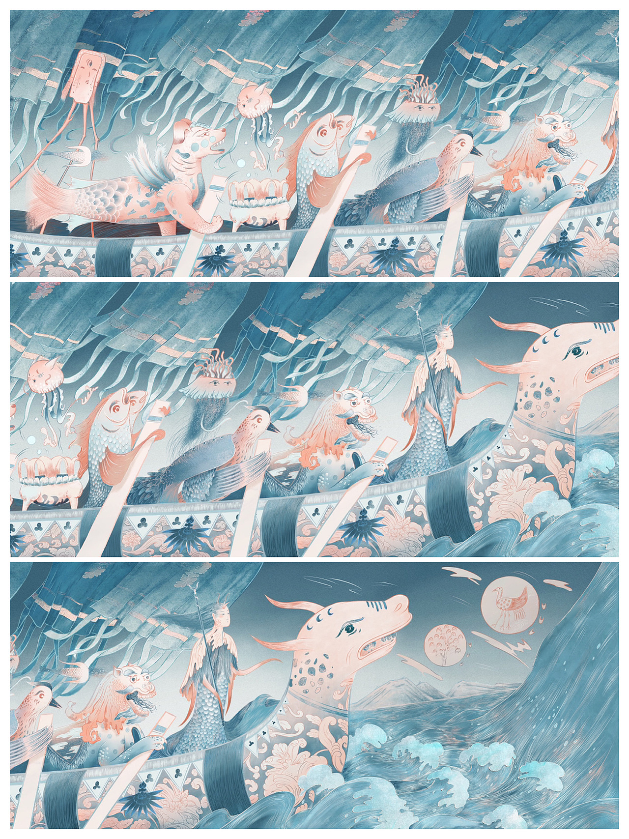 【原创插画｜端午安康-划龙舟-九歌之河伯】（图ZMjEzNTU4MDI0） - 艺术插画 - 站酷设计师舟莛原创素材 - 站酷ZCOOL