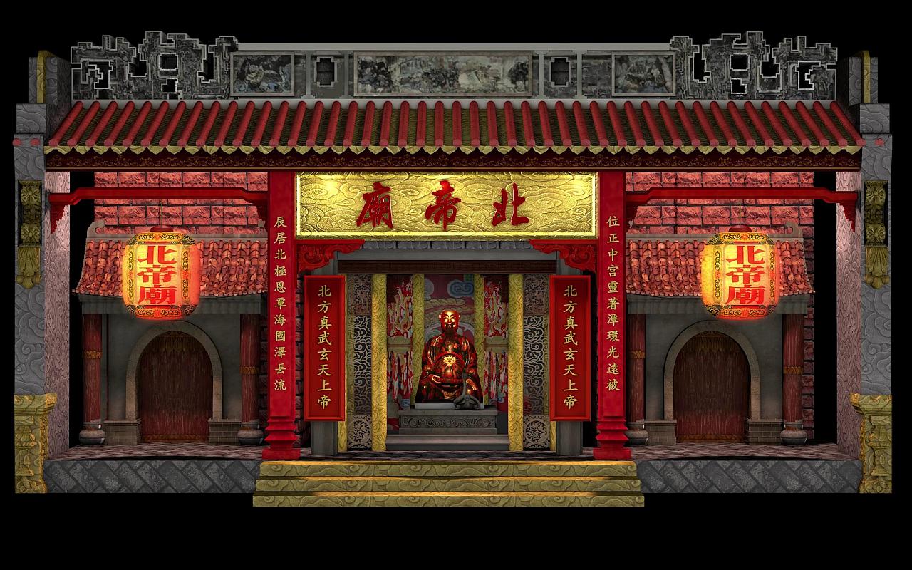 澳门灯光节北帝庙楼梯投影