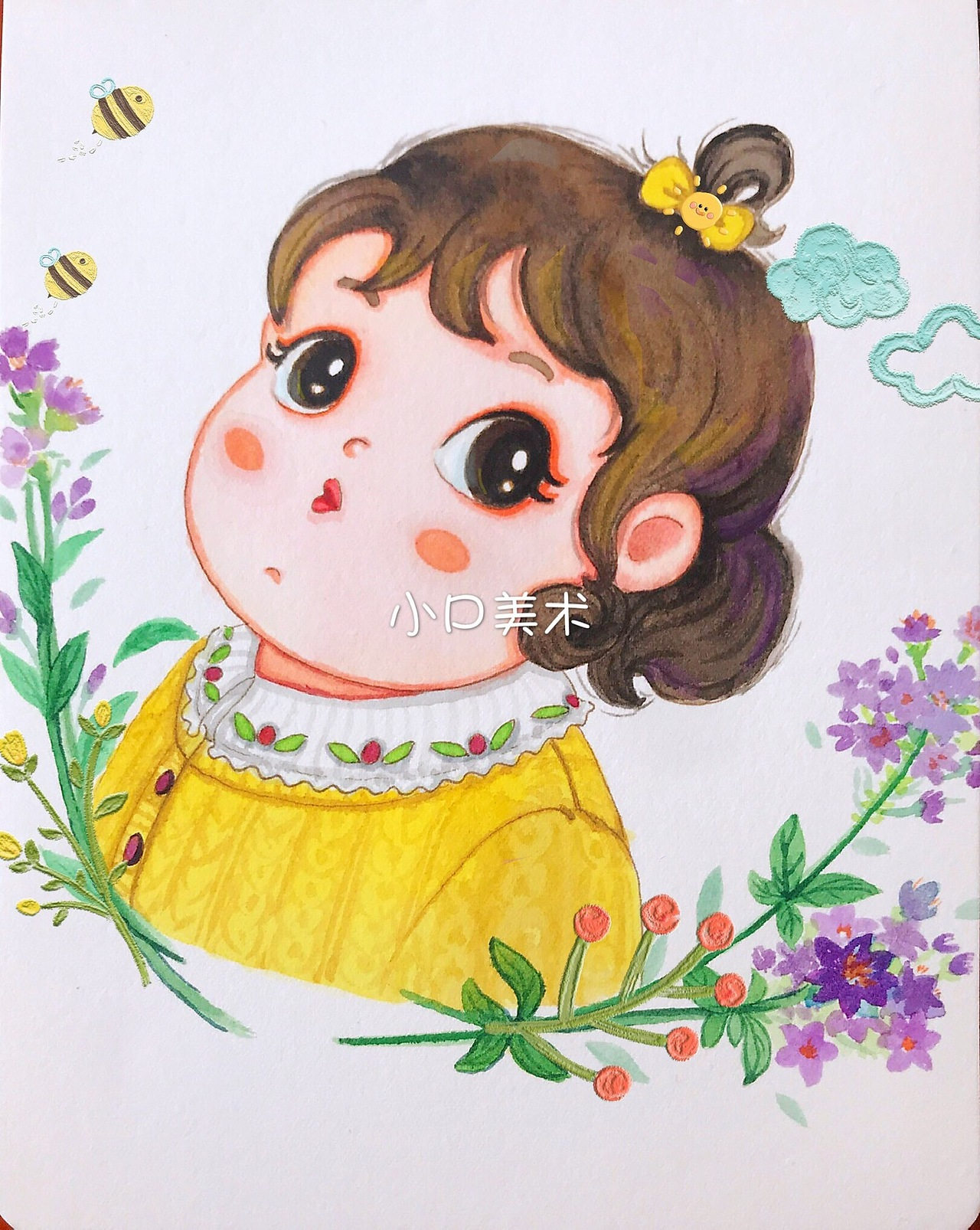 水彩手绘——《穿黄毛衣的小萌妹》（图ZMjA2NzIzODAw） - 创作习作 - 站酷设计师Z62438438原创素材 - 站酷ZCOOL