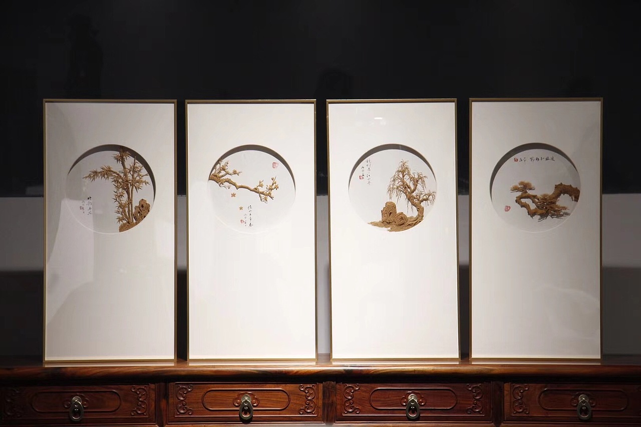 柳.竹软木画》|手工艺|工艺品设计|九鲤哈哈_原创作品-站酷zcool