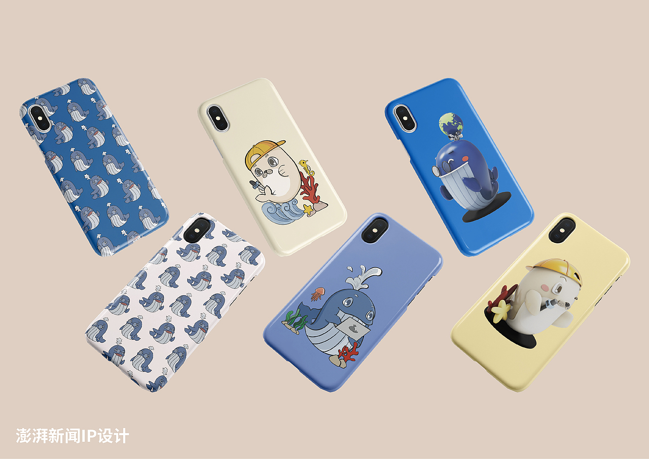 澎湃新闻IP-鲸鱼澎澎与海豹湃湃（图ZMjU2MjAwOTQ4） - IP形象 - 站酷设计师harrietyu96原创素材 - 站酷ZCOOL