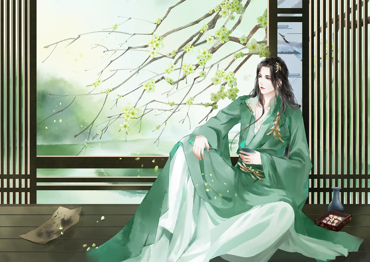 古风插画-植物拟人