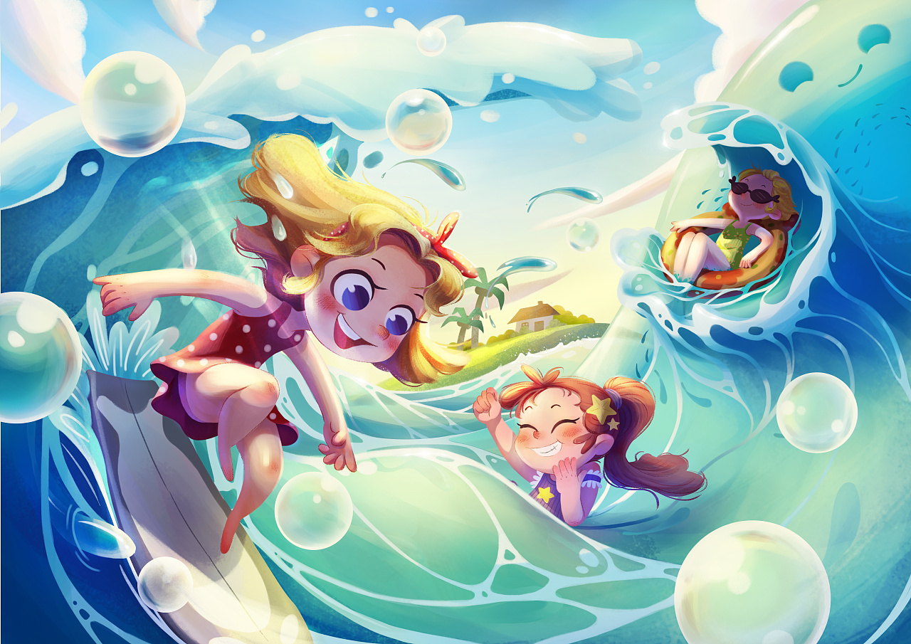 三姐妹与海精灵|插画|创作习作|蔡鹭 - 原创作品 - 站酷 (zcool)