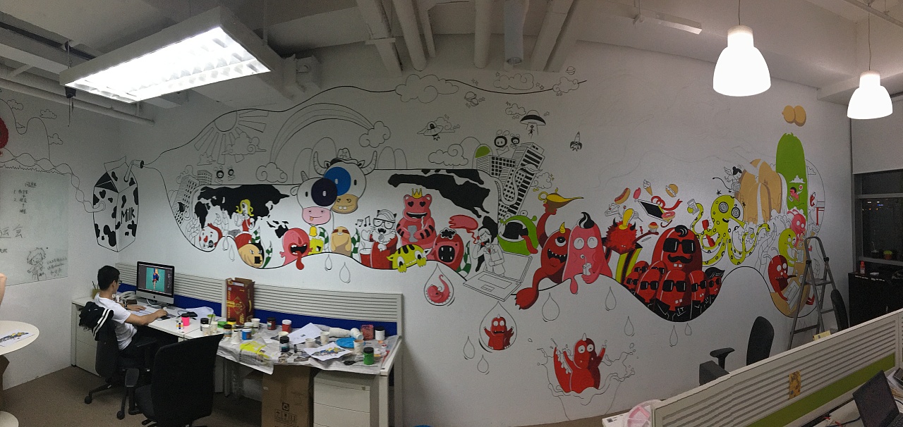 群邑廣告公司辦公室墻繪（圖ZNTQwNTgyNTY=） - 新銳潮流插畫(huà) - 站酷設(shè)計(jì)師cr7superman原創(chuàng)素材 - 站酷ZCOOL