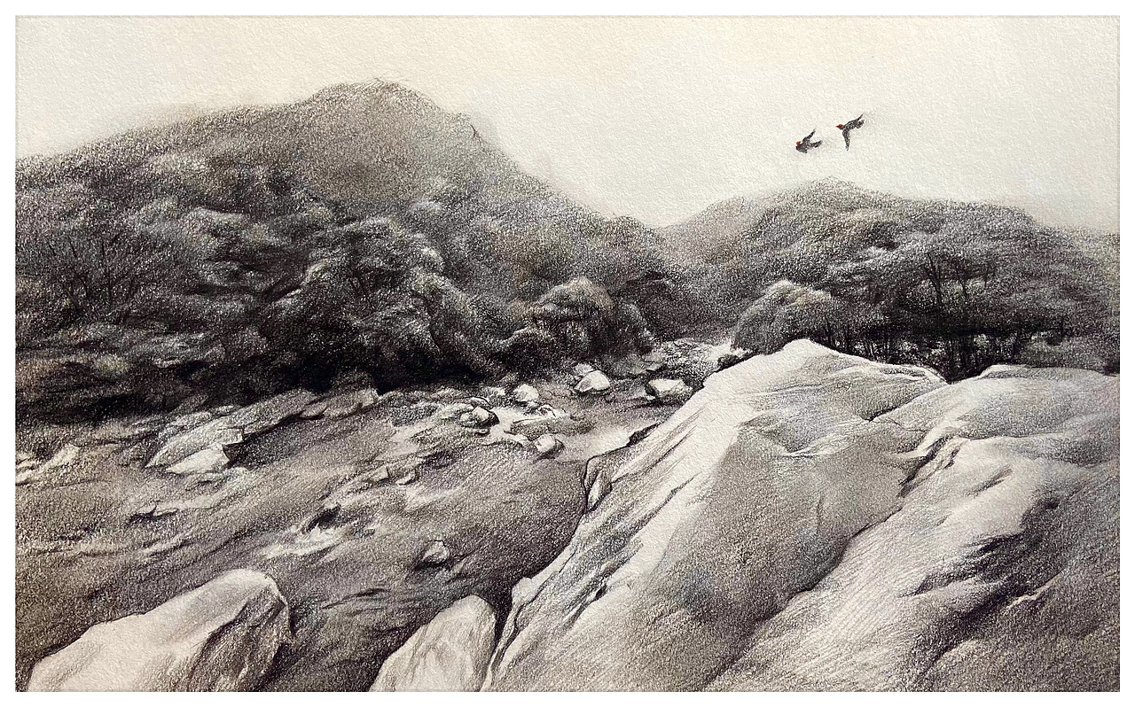 秦岭一隅——喂子坪“飞鸟跃山涧”（图ZMjQ4ODEwOTUy） - 绘画 - 站酷设计师木星上的云原创素材 - 站酷ZCOOL