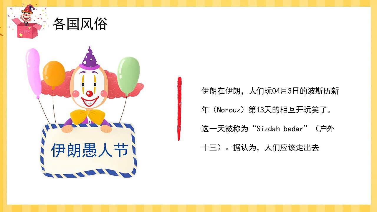 趣味卡通风疯狂愚人节历史文化介绍PPT模板