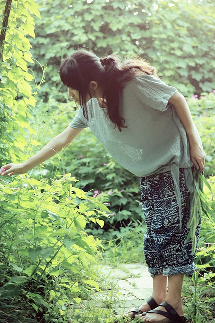 【向日葵记忆】原创设计文艺复古 微透的短袖稀疏亚麻上衣 光阴的故事