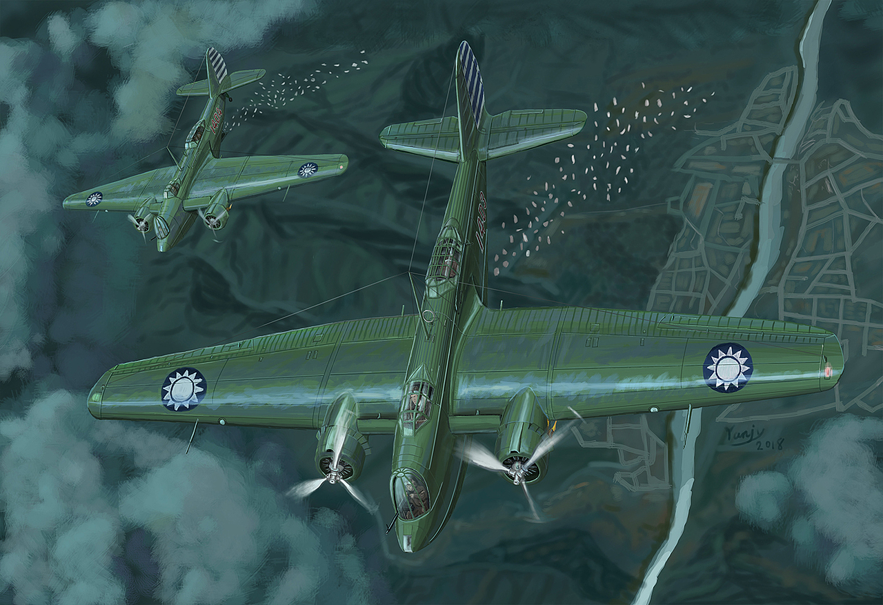 马丁b10b轰炸机马丁139wc远征日本九州