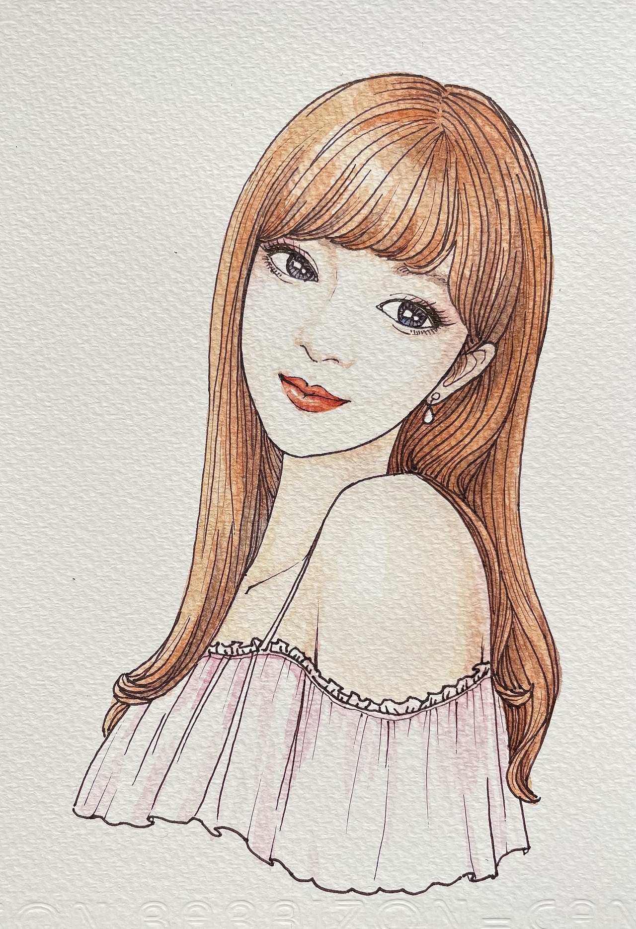 手绘淡彩漂亮女孩