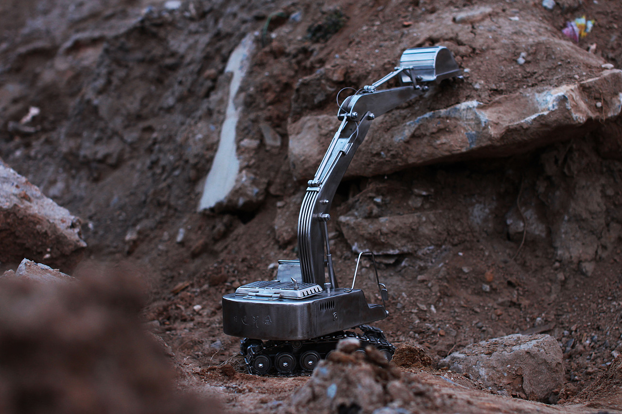 不锈钢挖掘机（图ZMzU0MDgyMTI=） - 手办/模玩 - 站酷设计师一百林一原创素材 - 站酷ZCOOL