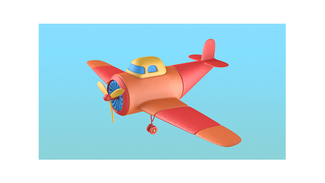 C4D动态玩具飞机模型