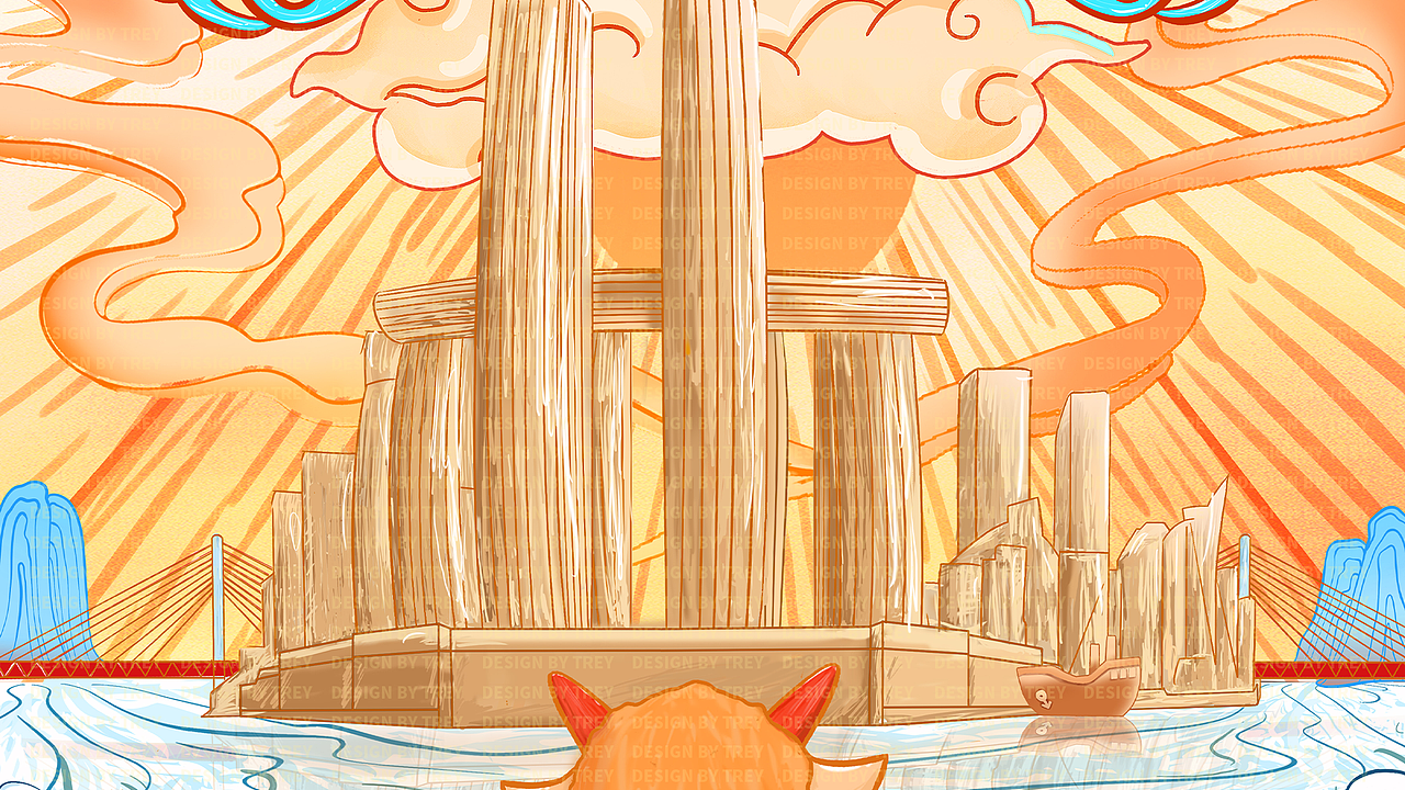 国潮/手绘/产品包装/插画包装/重庆地标