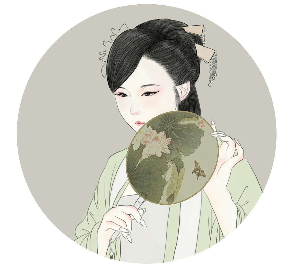 ps画工笔美女含步奏