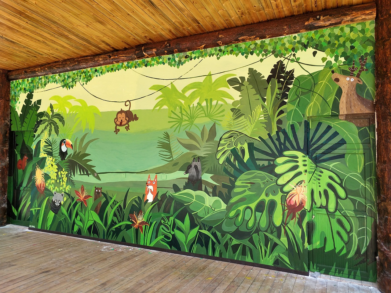 分享收藏猫舍墙绘爱尔宝幼儿园墙绘牛魔王艺术客栈墙绘云荷里餐厅墙绘