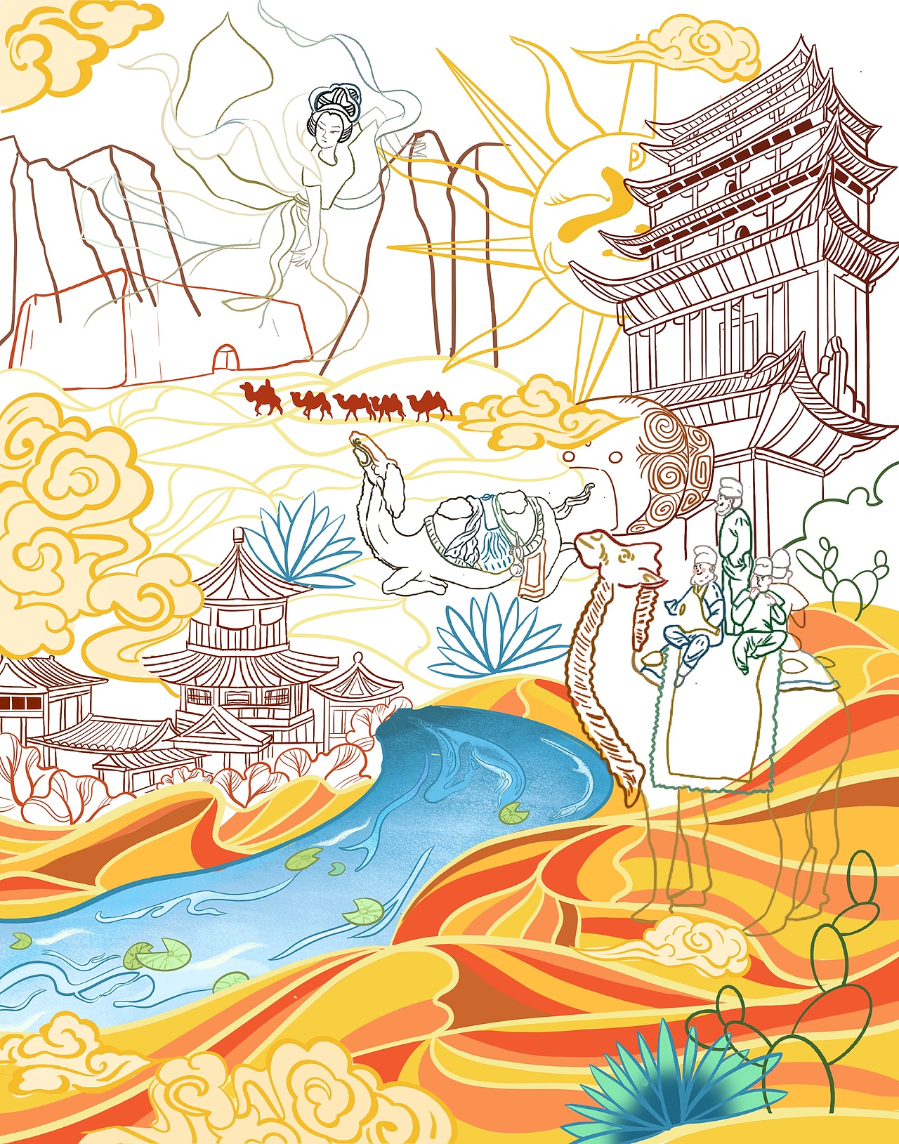 丝绸之路（图ZMjczODk3ODY0） - 创作习作 - 站酷设计师是点点鸭原创素材 - 站酷ZCOOL