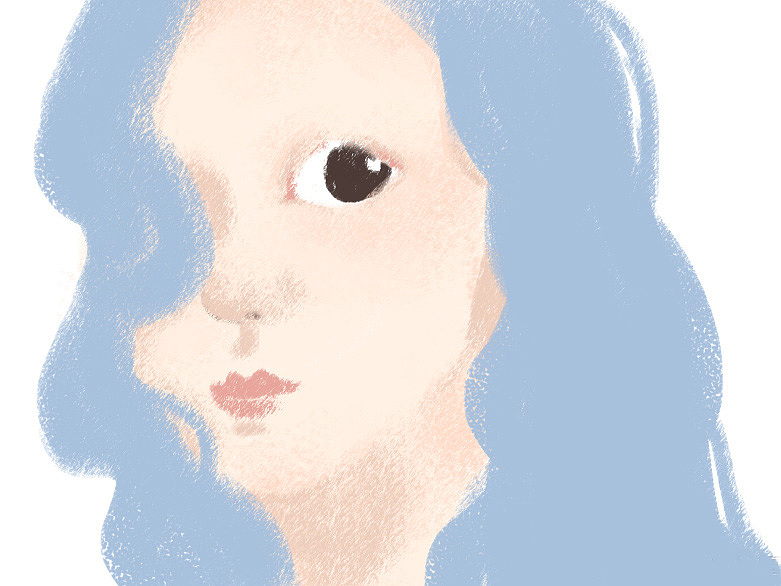 后面大体铺色,没加线条,我撒果然没化妆没没眉毛果然有点那啥~