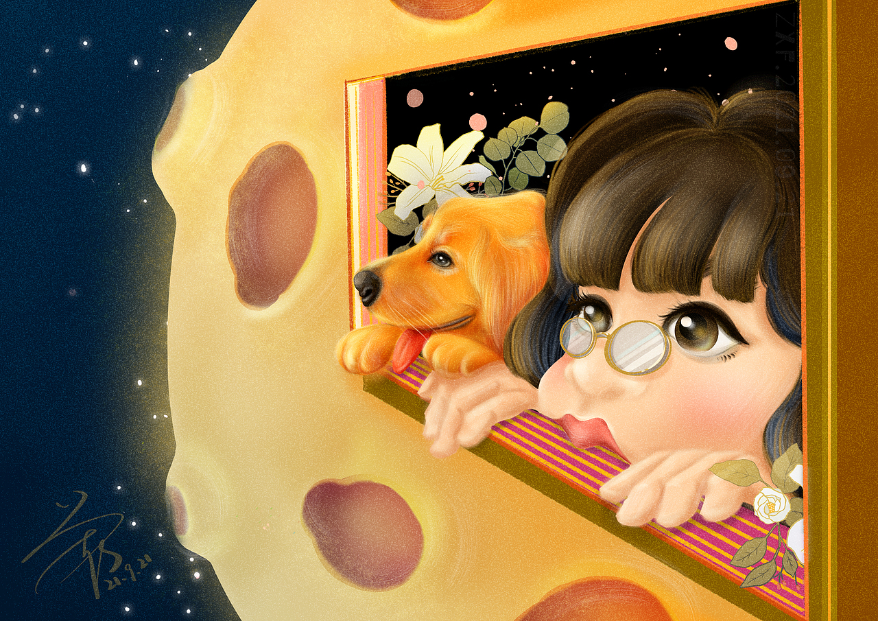 2021中秋绘——思家（图ZMjc4NDI5OTYw） - 创作习作 - 站酷设计师Twinkle派原创素材 - 站酷ZCOOL