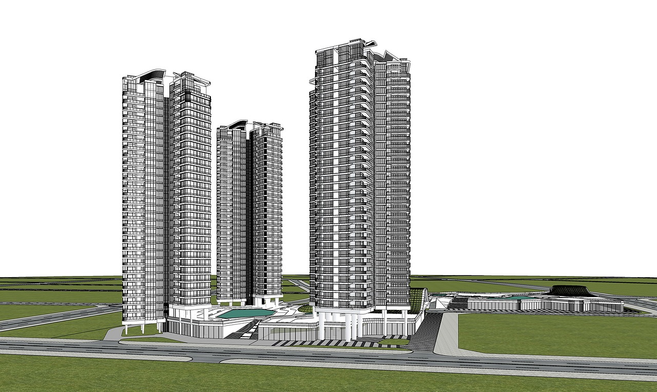现代高层住宅SU模型下载