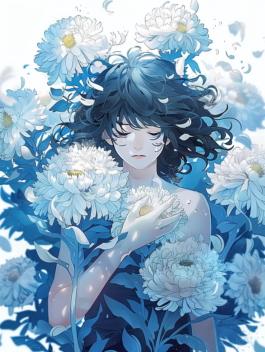 Midjourney|梦幻插画·身处花海的女孩