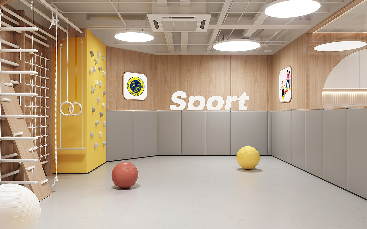 ▾恒茂园店三层休闲等候区
<br>等候区内设置着两面互动墙,墙壁上有着不同的益智类玩具,如乐高、可移动的滑块、印有数字和字母的木块等等,让孩子在等候时也能和小伙伴们互动玩耍、动手动脑,增加趣味性。