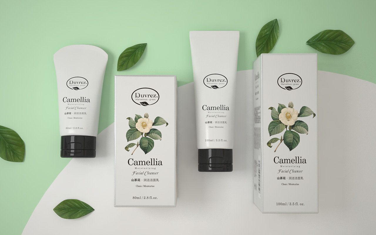 化妆品包装护肤品包装山茶花洁面乳08刘益铭原创作品