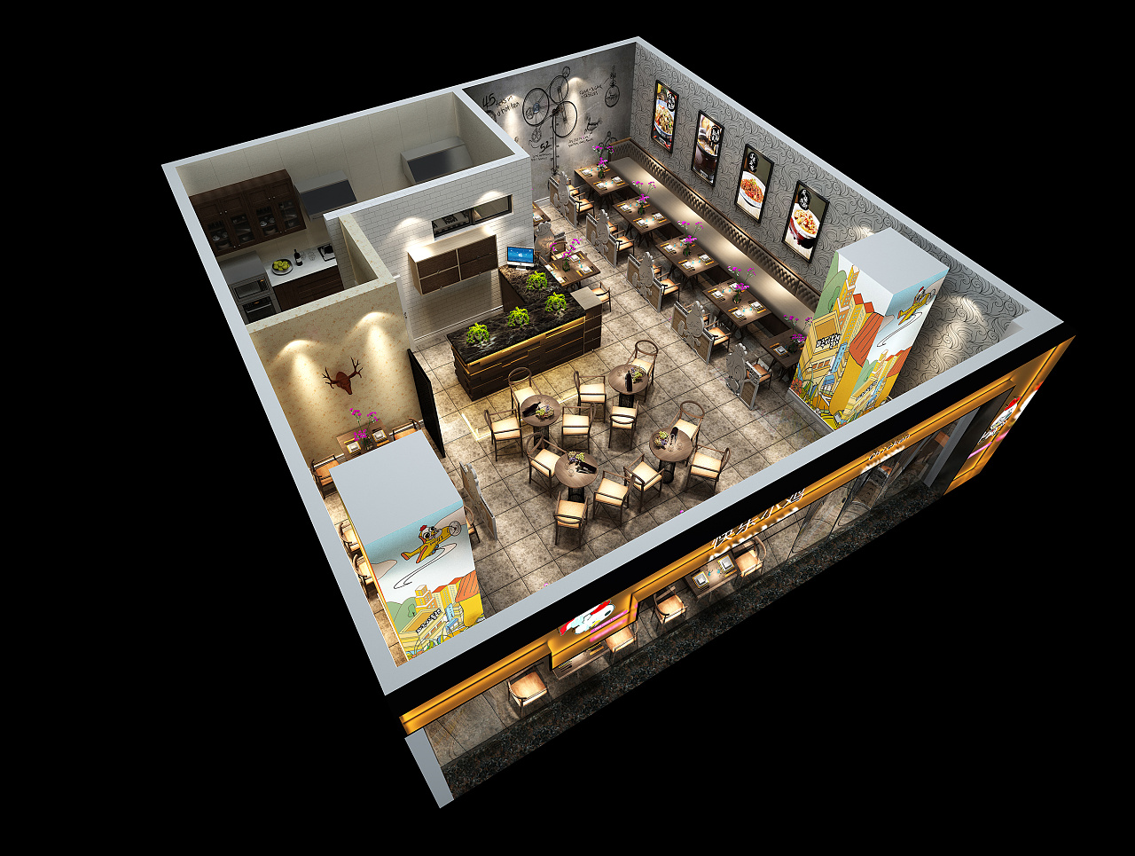 餐饮连锁店快乐小鸡店的装修图