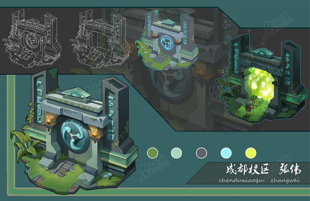 q版传送门12|原创|建筑|q版|传送门-场景原画作品图片素材广州|插画师