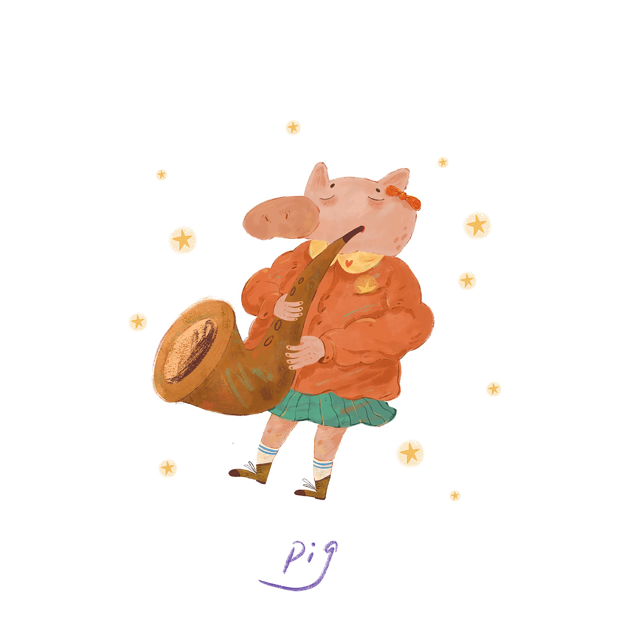 儿童插画-星月动物乐团