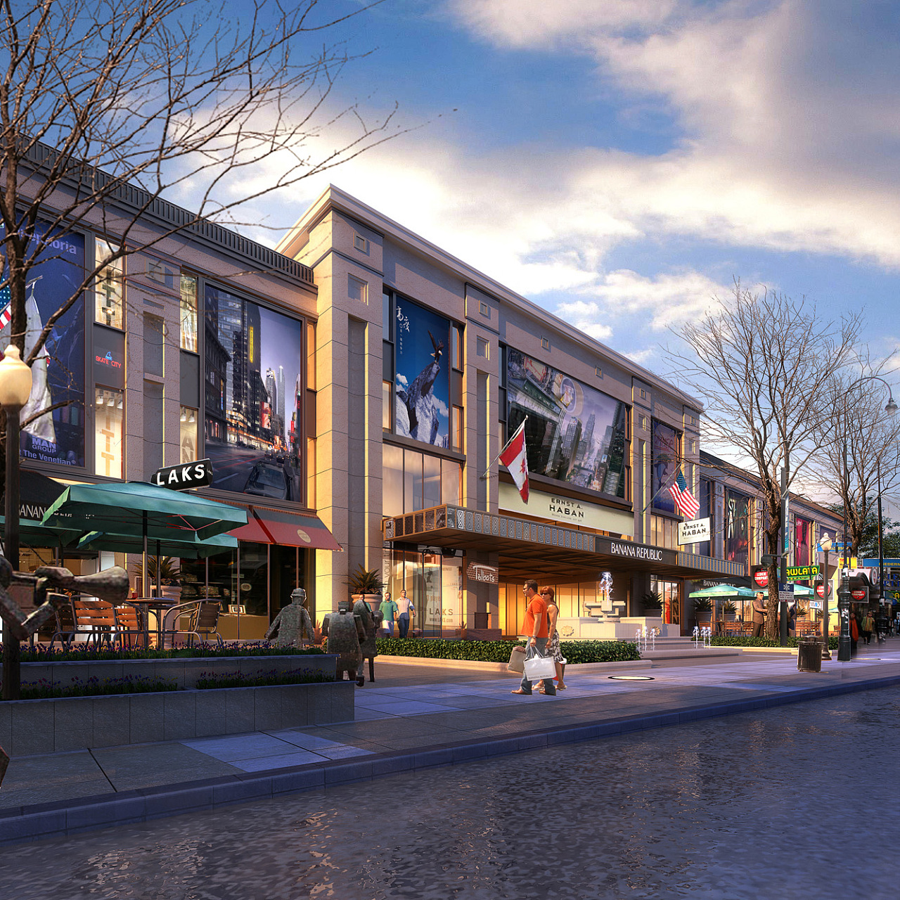 商业街室外效果图案例|空间|建筑设计|1992效果图汉堡 - 原创作品