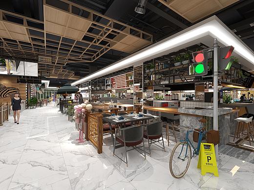 河南平市某地商业空间餐饮区方案（改造区域）