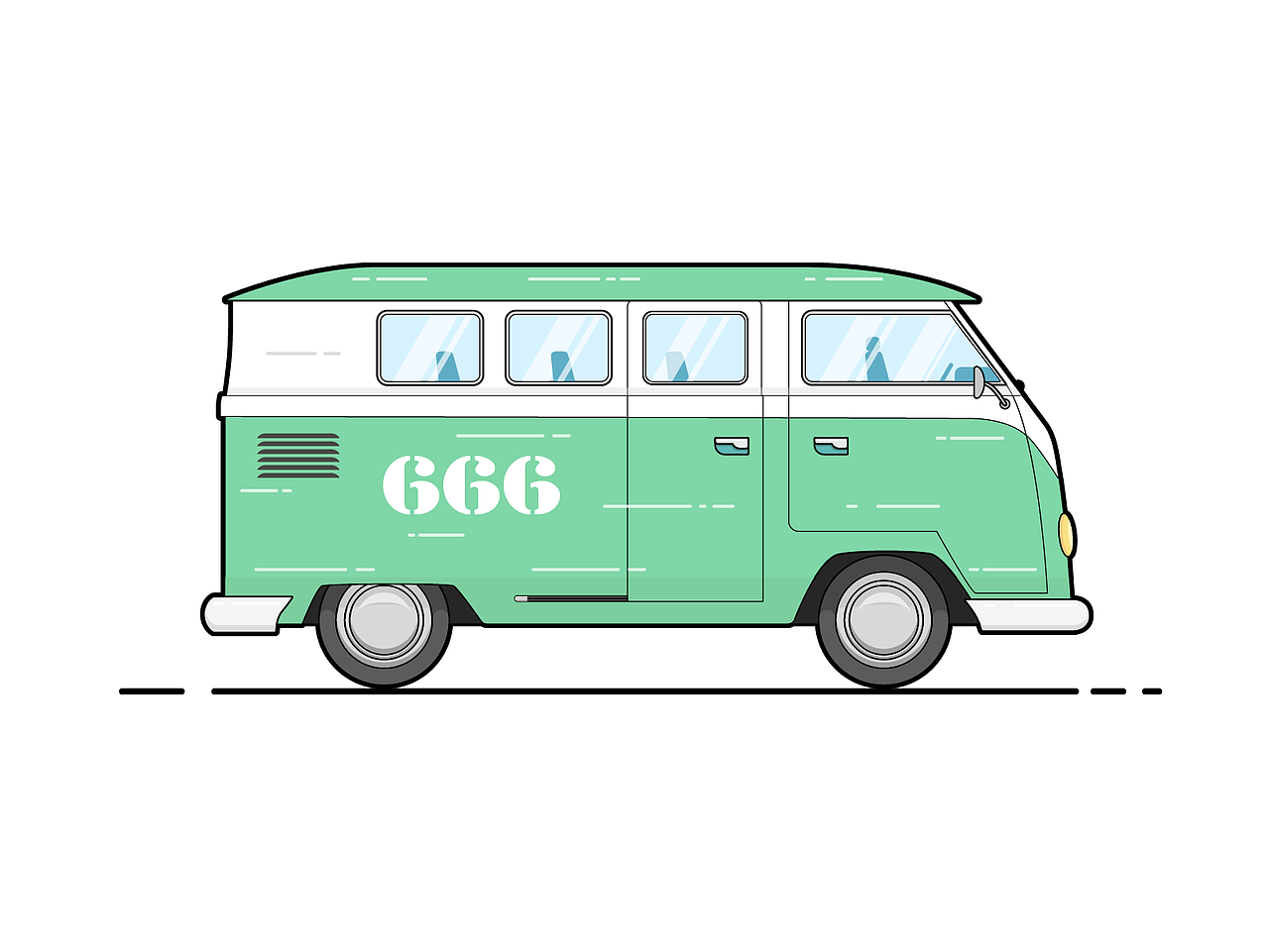 VW bus 小巴士插画