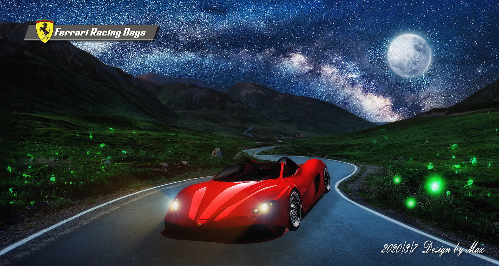 (合成)夜空下的法拉利