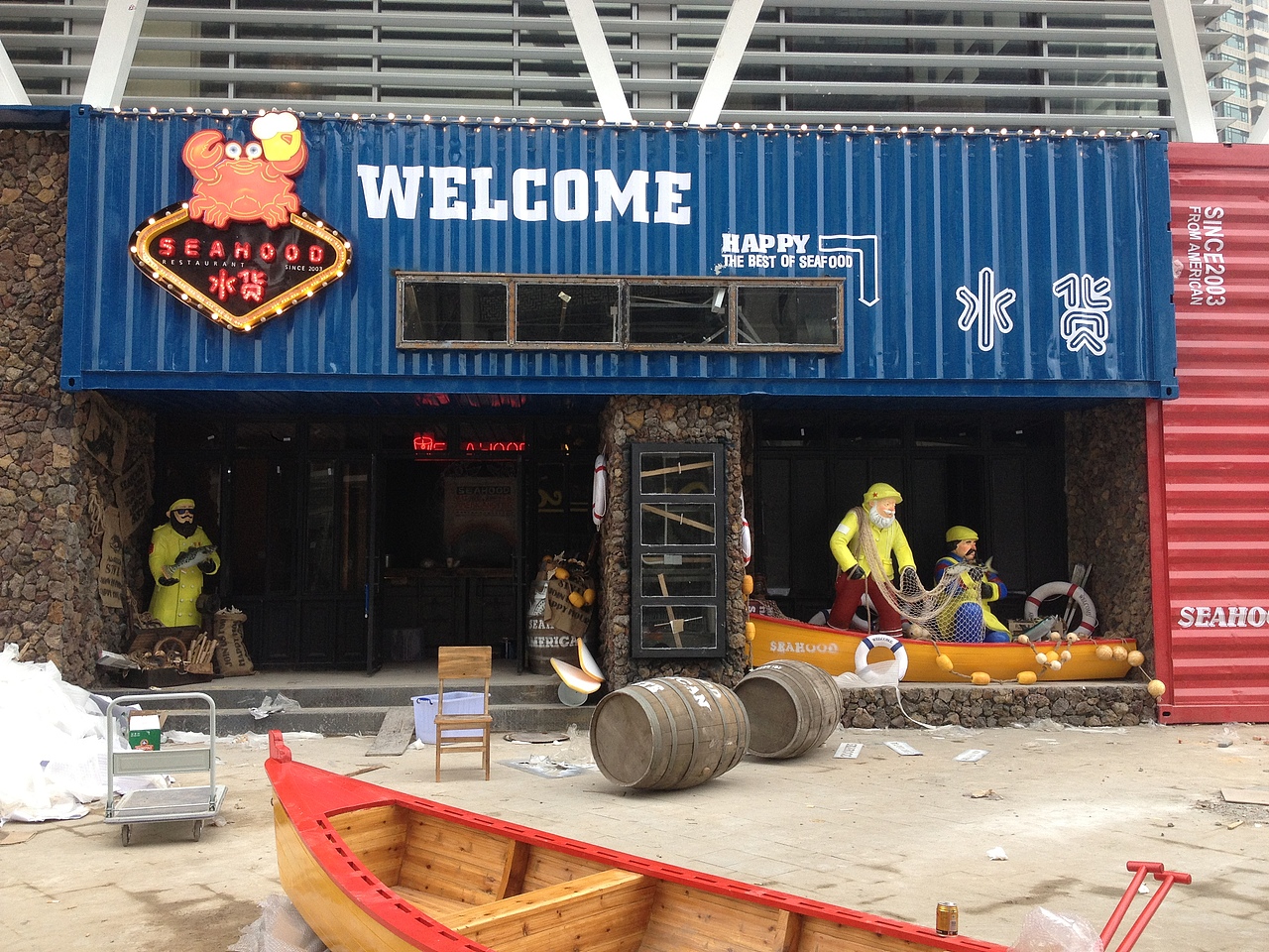 珠海华发世纪城seahood 水货餐厅手绘墙案例