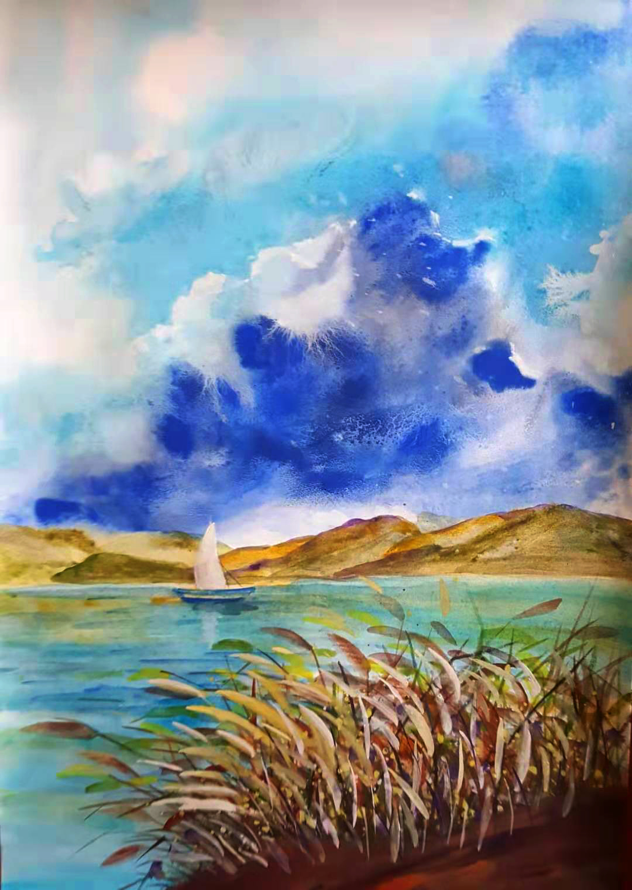 作品《不意外的存在》俞果几何抽象画俞果情感文字《漫漫的月》作品信