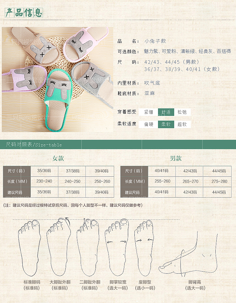 小兔子款 家居拖鞋详情页