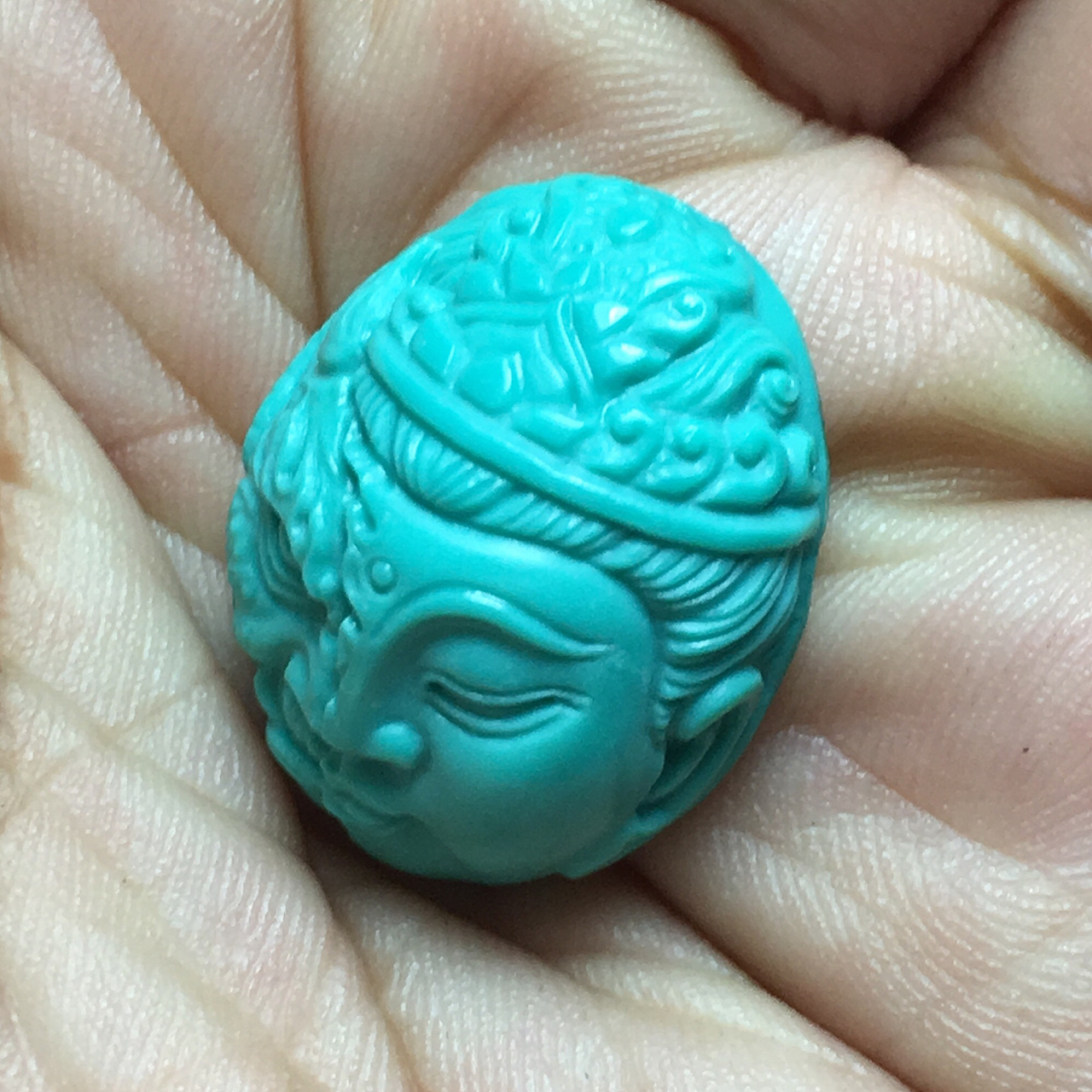 一念之间鬼工原创设计雕刻绿松戒面