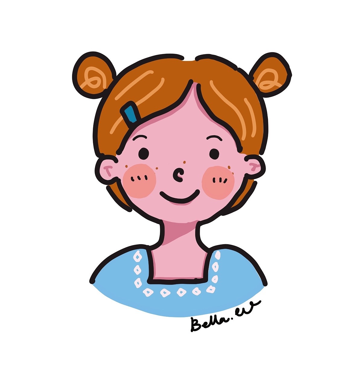 棕色短发女孩插图(简笔画、短发、女孩、人物)手绘插图_北极熊素材库