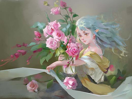 玫瑰与少女