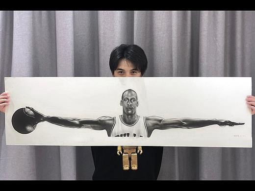 人像素描——飞人乔丹展臂