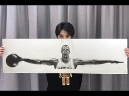 人像素描——飞人乔丹展臂