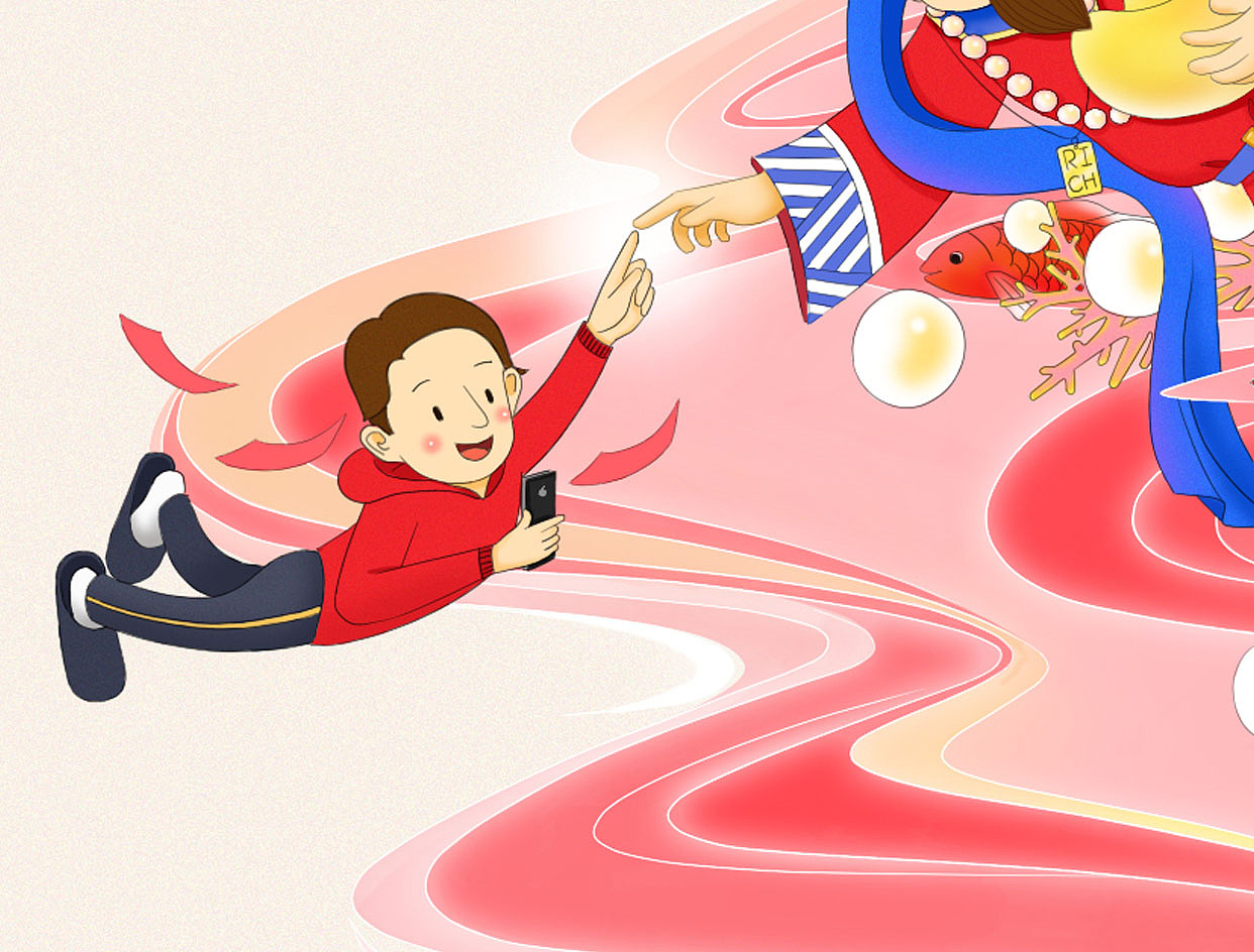 2018遇财神呀（图ZMTA1MzUxODMy） - 商业插画 - 站酷设计师六小仙66原创素材 - 站酷ZCOOL