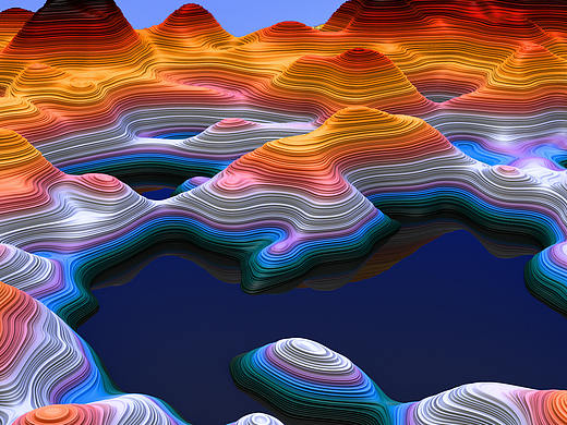 C4D 七彩山峦